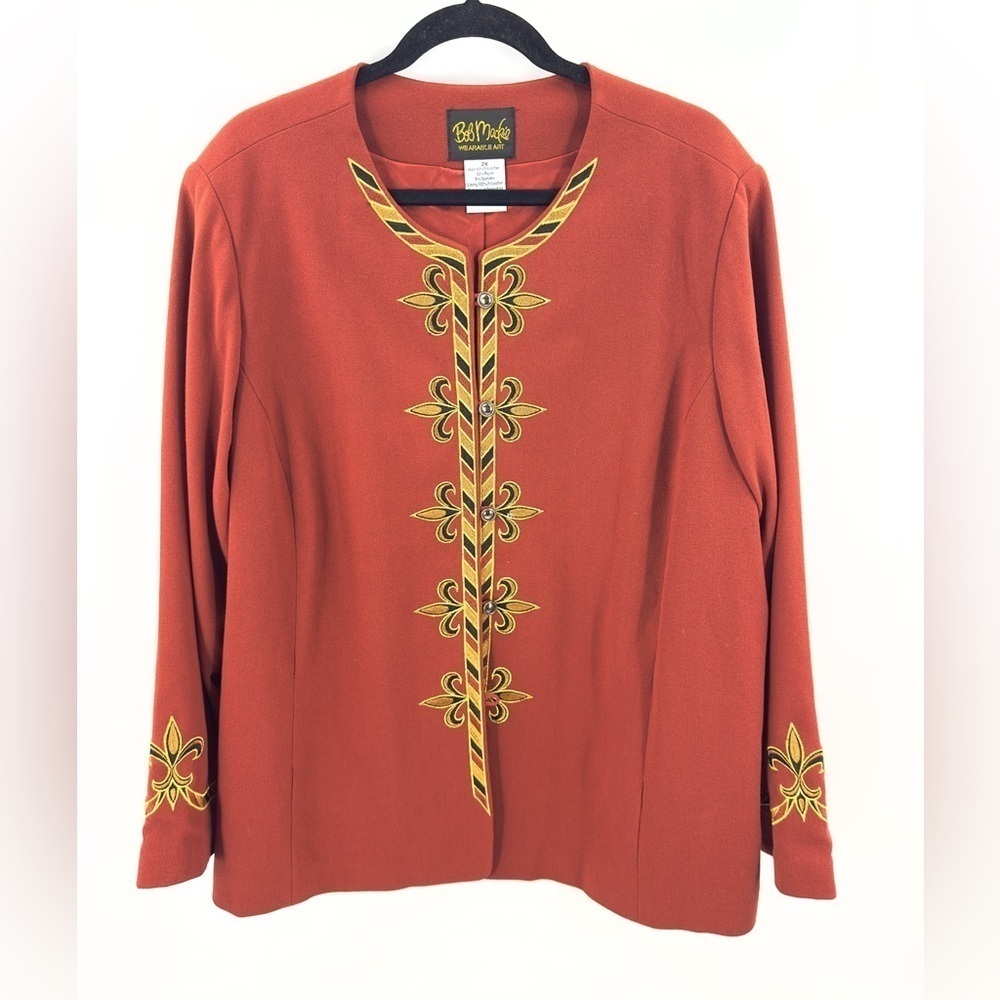 Bob Mackie Jacket Womens 2X Embroidered Wearable Art Lined Career Old Money